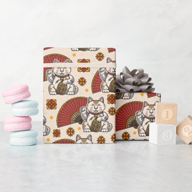 Papel De Regalo Gato asiático Maneki Neko (Baby Shower)