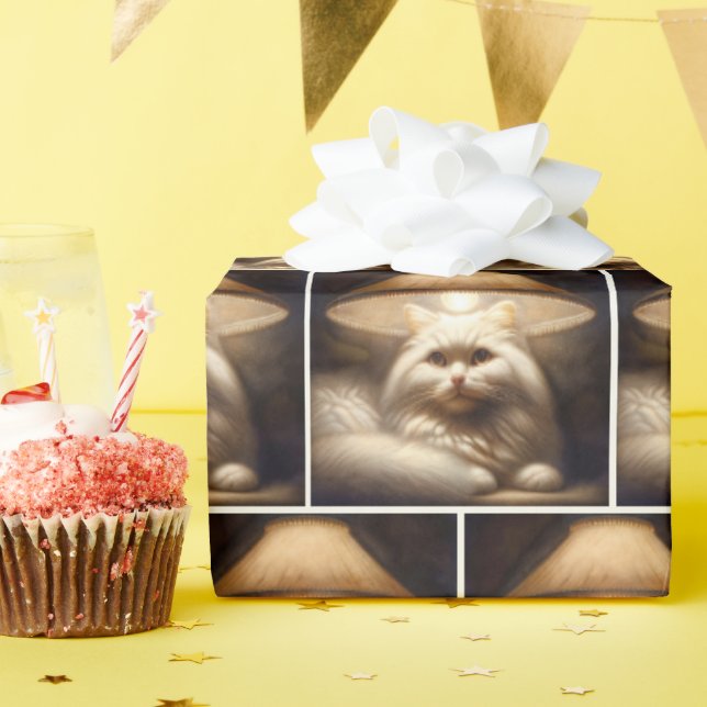 Papel De Regalo Gato bajo una pintura de lampshade (Fiesta de cumpleaños )
