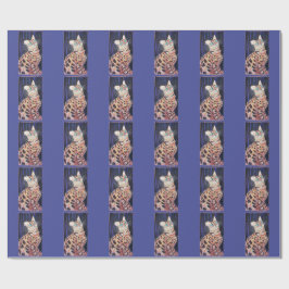 Papel De Regalo Gato Bengal Neon Noir
