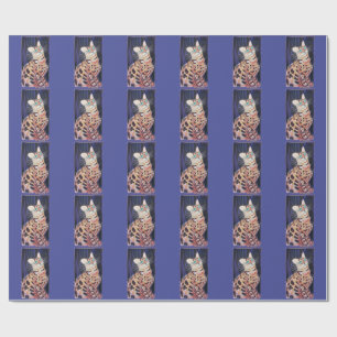 Papel De Regalo Gato Bengal Neon Noir