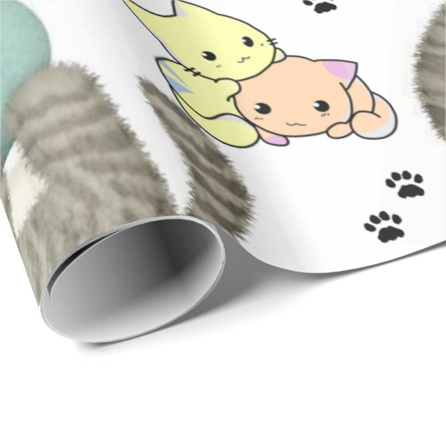 Papel de regalo gato brillante (Esquina del rollo)