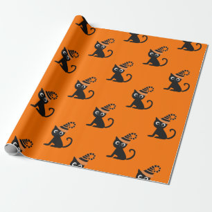 Papel De Regalo Gato Bruja Negro Lindo Regalo de Halloween para Ni