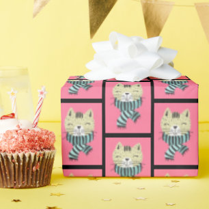 Papel De Regalo gato con bufanda de invierno