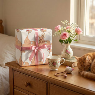 Papel De Regalo Gato con flor lindo Kawaii Kitty