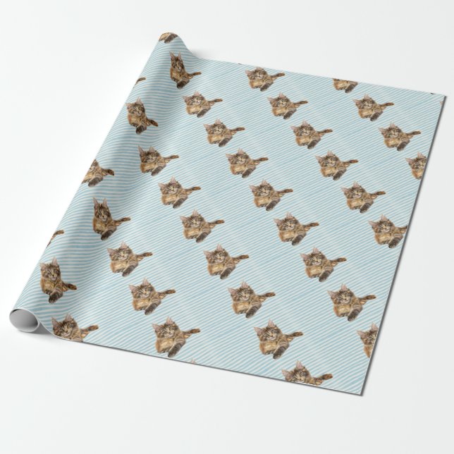 Papel De Regalo Gato, Coon de Maine (Desenrollado)