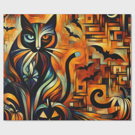 Papel De Regalo Gato Cubism Halloween