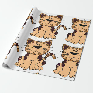 Papel De Regalo GATO CUTE BEIGE AND BROWN big head