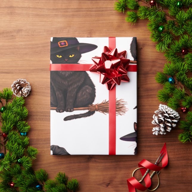 Papel De Regalo Gato de bruja de Halloween (Regalo de vacaciones)