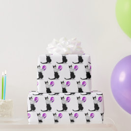 Papel De Regalo Gato de cumpleaños feliz con globo