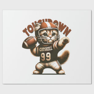Papel De Regalo Gato de Fútbol Americano - Purrfección de Touchdow