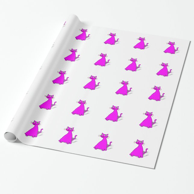 Papel De Regalo Gato de grasa rosa (Desenrollado)