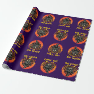 Papel De Regalo Gato de Halloween en el Gorra de brujas Abra Cadab