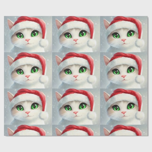 Papel De Regalo Gato de Navidad  (Superficie plana)