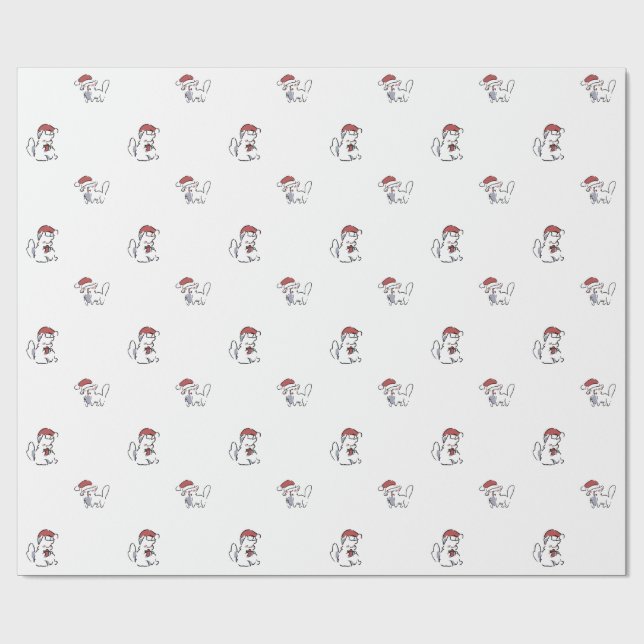 Papel De Regalo Gato de Navidad (Superficie plana)