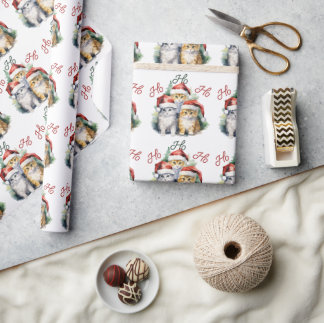 Papel De Regalo Gato de Navidades de corte