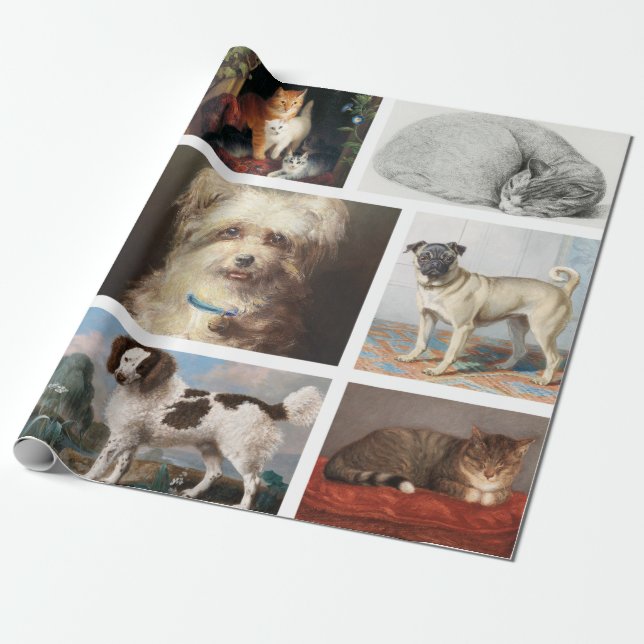 Papel De Regalo Gato de perro Mascotas 8 Retrato fotográfico Colla (Desenrollado)