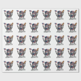 Papel De Regalo Gato de rayas patrióticas de la libertad de Améric