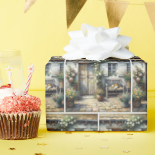 Papel De Regalo Gato De Tabby En El Antiguo Banco