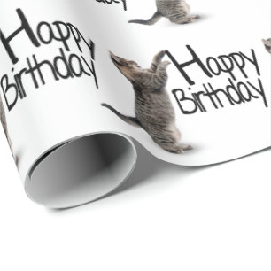 Papel De Regalo Gato de tabla con texto de cumpleaños