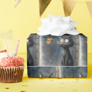 Papel De Regalo Gato despeinado mirando a una mariposa
