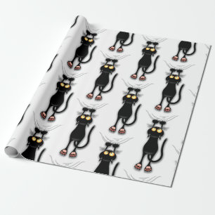 Papel De Regalo Gato divertido personaje rascando tela