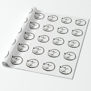 Papel De Regalo Gato durmiendo minimalista – Diseño de pincel en i