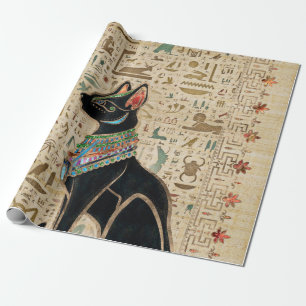 Papel De Regalo Gato egipcio - Bastet en el papiro