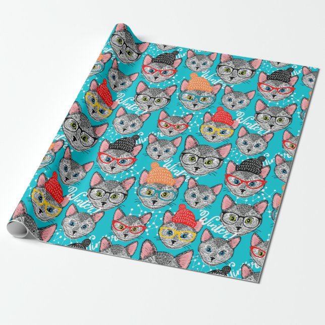 Papel De Regalo Gato en el gorra (Desenrollado)