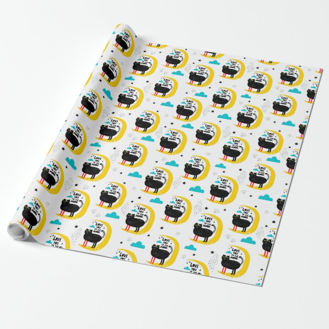 Papel De Regalo Gato en la luna (Desenrollado)