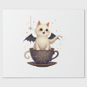 Papel De Regalo Gato en taza de té embrujada