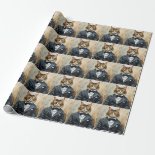 Papel De Regalo Gato en un traje