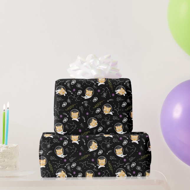 Papel De Regalo Gato Espacial (Regalos de fiesta)