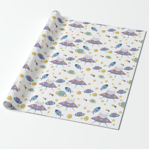 Papel De Regalo Gato Espacial