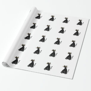 Papel De Regalo Gato Gordo Negro Afligido