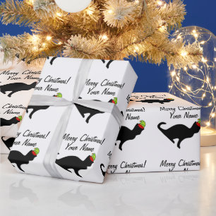 Papel De Regalo Gato gracioso con Navidades elf gorras envolviendo