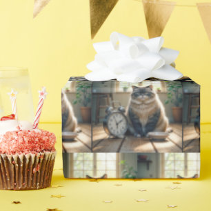 Papel De Regalo Gato graso esperando por un tazón de comida vacío