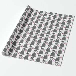 Papel De Regalo gato gris con arco rosa