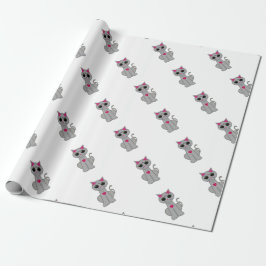 Papel De Regalo Gato Gris Divertido Feliz Lindo