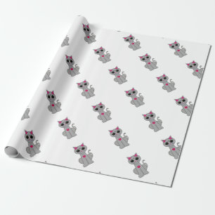 Papel De Regalo Gato Gris Divertido Feliz Lindo
