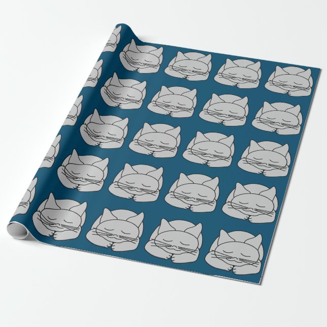 Papel De Regalo Gato gris durmiente (Desenrollado)