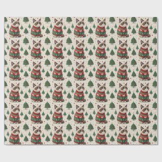 Papel De Regalo Gato gruñón de Navidad con suéter feo