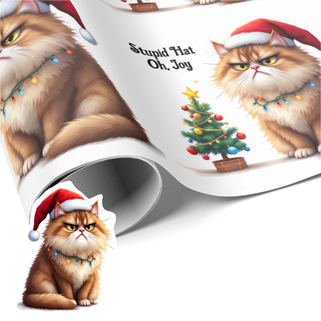Papel De Regalo Gato gruñón, son Navidades de nuevo texto Personal (Subido por el creador)