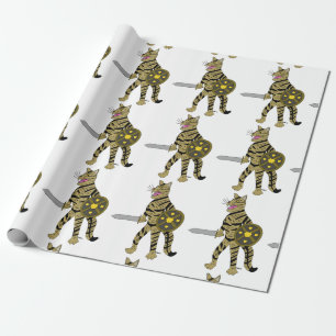 Papel De Regalo Gato guerrero