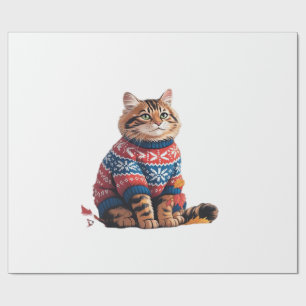 Papel De Regalo Gato Hoja Otoño Hola Gato Divertido Amante Gatito 