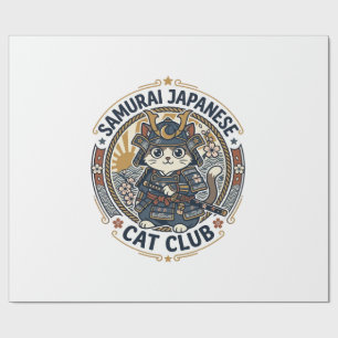 Papel De Regalo Gato Japonés Samurái Arte Vectorial POD - Samurái