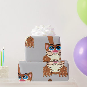 Papel De Regalo Gato juguetón con los ojos azules, divertido Kitty