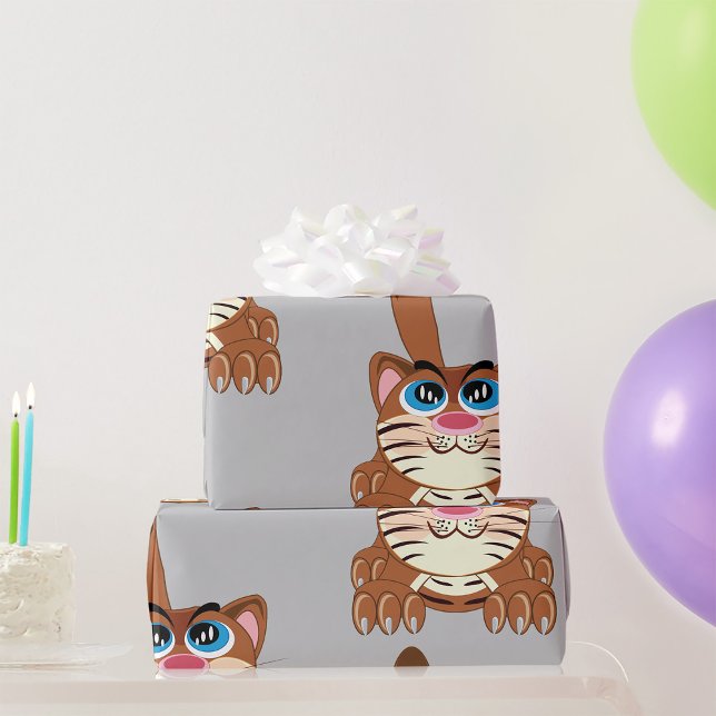 Papel De Regalo Gato juguetón con los ojos azules, divertido Kitty (Subido por el creador)