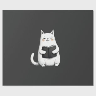 Papel De Regalo Gato Leyendo Gato Divertido Amante de los Libros
