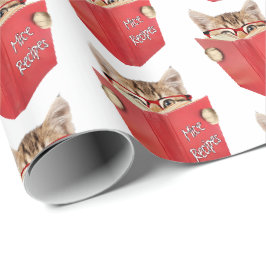 Papel De Regalo Gato leyendo libro rojo
