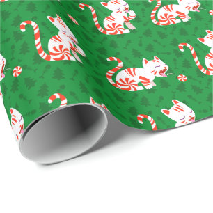 Papel De Regalo Gato lindo del bastón de caramelo